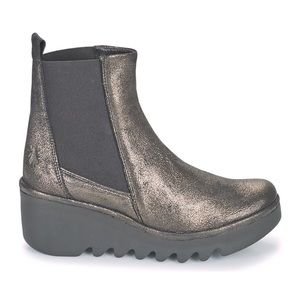 Fly London Shimmering Black Ankle Boots